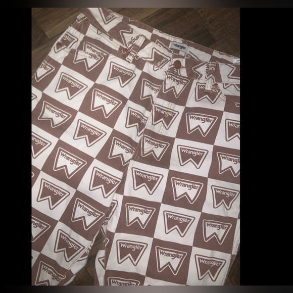 Free people x wrangler collab cream brown logo flare denim pants spring jeans - Picture 7 of 8